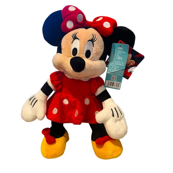 NWT-Disney Minnie Mouse Plush, wearing a Red Dress w/White Polka Dots, 12 inches - Picture 2 of 7